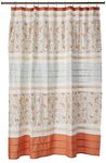 Madison Park Dawn Cotton Fabric Shower Curtain Pintucked, Paisley Design Machine Washable Shabby Chic Modern Home Bathroom Décor Bathtub Privacy Screen, 72 in x 72 in, Coral