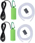 DishyKooker 2PCS Aquarium USB Air Pump Portable Mini USB Aquarium Fish Tank Oxygen Air Pump Mute Energy Saving Fish Tank Air Pumps Green,One Size