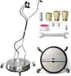 EDOU Direct Dual Handle Pressure Washer Surface Cleaner 24" with Wheels | Stainless Steel | Heavy Duty | 4,500 PSI Max Working Pressure | Includes: 3/8" Quick Connector Kit, Teflon Tape
