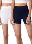 NYKD by Nykaa Stretch Cotton Cycling Shorts | with Features Like Durable and Concealed Waistband -NYP083 Peacot/White,M