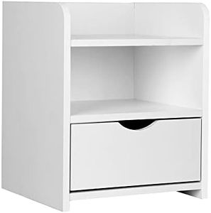 Artiss Bedside Table with Drawers and Layer, White Side Tables Storage Small Narrow Desk Chest of Drawer Tallboy Lamp Nightstand Cabinet Shelf, Bedroom Living Room Home Furniture