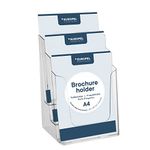 EUROPEL-Brochure Holder, Three Tier Dispenser, A4, Crystal Clear Acrylic, Portrait, 350101.