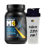 MuscleBlaze Beginner's Protein (Jar Pack), Whey Supplement (Chocolate, 1 kg / 2.2 lb) No Added Sugar, Faster Muscle Recovery & Improved Strength with 650 ml Shaker (Combo Pack)