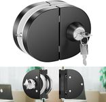 (BLACK) Double Glass Door Lock Heavy-Duty 304 Stainless Steel, Premium Anti-Theft Security Lock System for Frameless Doors, Tamper-Resistant Design with 3 Copper Keys for Commercial & Residential Use.
