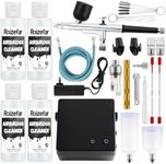 Roizefar Airbrush Kit with Air Compressor, 55 PSI High Pressure Airbrush Non-Clogging with 0.2/0.3/0.5mm Nozzle/Cleaner/Cleaning Sets, Air Brush for Nails, Painting, Model, DIY