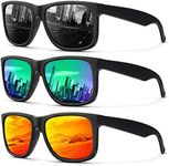 Mens Sunglasses Polarized UV Protection, Vintage Sunglasses for Men Women UV Protection for Outdoor Fishing Driving (Grey/Green/Orange)