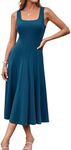 GRACE KARIN Sleeveless Wedding Guest Dresses for Women Summer Spring Sundress Square Neck Swing A Line Midi Tank Sundress XXL Peacock Blue