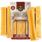 Bully Bunches Large Authentic Yak Cheese Himalayan Chews for Large Dogs & Heavy Chewers - All Natural Dog Treat Dental Chews, Made with Real Yak Milk - Lactose & Rawhide Free (6 Pk)