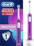 Oral-B Kids Electric Toothbrush, Christmas Gifts for Kids, 1 Toothbrush Head, with Kid-Friendly Sensitive Mode, for Junior Kids Ages 6+, 2 Pin UK Plug, Purple