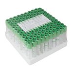 Finlon 100pcs Vacuum Blood Collection Tubes, 3ml Glass Blood Collection Tube Lab Centrifuge Tube with Green Head Cover for Laboratory 12 x 75mm