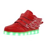 Hopscotch Boys and Girls Microfiber Leather Wings High Top USB Rechargeable LED Sneakers in Red Color, UK:11.5 (CP7-2237775)