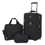 Travelers Club Luggage Luggage Set, Black, 3-Piece Set (Dopp/Tote/20), Bowman 3-Piece Expandable Luggage Set