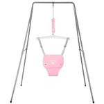 Baby Jumper with Stand, Baby Jumpers and Bouncers, Baby Exerciser Suitable for 6-24 Months, Easy to Assemble & Store Jumper for Baby (Pink)