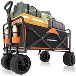 EchoSmile Heavy Duty 350 Lbs Capacity Collapsible Wagon, Outdoor Folding Camping Wagons, Grocery Portable Utility Cart, Adjustable All Terrain Shopping Cart with Big Wheels