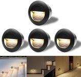 Arotelicht 4pcs/3W Wall Recessed Stair Lights,IP65 Waterproof,Warm White,LED Step Night Light Indoor/Outdoor,Aluminum,Garden Lighting Deck Balcony,Black Cover,for Stairs,Corridors,Steps