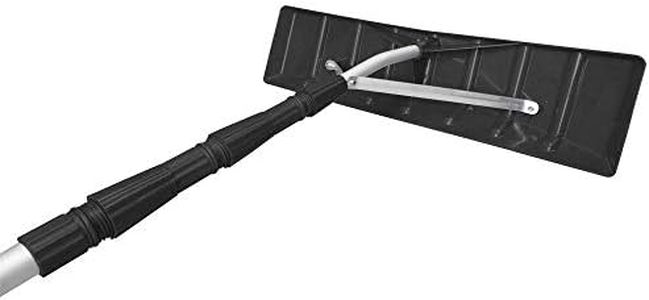Telescoping Snow Roof Rake, Black, with 21-ft Extension Aluminum Handle, 24.8 in X 6 in Poly Blade Rooftop Snow Removal Tool