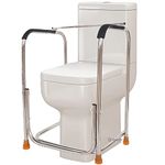 DIALDRCARE Stainless Steel Free Standing Toilet Surround Rail Frame for Handicapped Disabled Elderly Patients