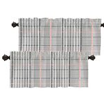 Batmerry Pink Coral Plaid Valance Curtains, Elegant Classic Houndstooth Fashion Grey Window Treatment Kitchen Valances Multilayer Polyester Blackout for Living Room/Bathroom, 2 Pack 52x16 inches