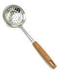 TIJAR® Skimmer Slotted Spoon, Ladle with Holes, Stainless Steel with Nylon Wood Effect Handle, Kitchen Cooking and Frying Spoon, Strainer Oil Colander