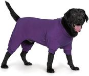 cyeollo Fleece Dog Pajamas Dog Pjs Jumpsuit Thermal Dogs Onesie Stretchable Doggie Coat Warm Pet Clothes for Medium to Large Sized Dogs Apparel, Purple 3XL