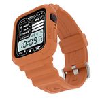 Elkson Designed for Apple Watch Series 9/8/7/6/SE/5/4 [45/44mm], Quattro Pro Series Rugged Military Grade Protective Bumper Case with Strap Bands for iWatch, Orange