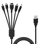 Mcbazel 5 in 1 USB Charging Cable for Nintendo Lite/NDS/New 3DS XL/3DS/3DS XL/3DS/2DS/DSi XL/Wii U, Multi Function Charger Cable Multi-Interface Data Transfer Cable for GBA SP/PSP 1000/2000/3000, 4FT