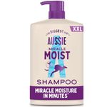 Aussie Miracle Moist Shampoo 1000ml. Moisture-Quenching Formula to Revive and Restore Brittle and Dry Hair. Infused with Australian Macadamia Nut Oil, and Cruelty-Free
