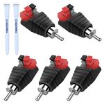 YIMATEECO RCA to Speaker Wire Adapter, 5 Pack Speaker Phono Jack RCA Male to AV 2 Screw Terminal Female, Audio Video Spring Press Type Balum Connector Adapter (RCA Male To AV 2 Screw Female, 5Pack)