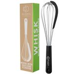 Oliver's Kitchen ® Balloon Whisk with Built-in Silicone Scraper to Catch Every Drop- Ideal for Baking & Home Cooking - Beat & Mix Eggs - Batter, Froth and Stir - Comfortable Handle - Easy to Clean