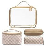 Navaris 4-in-1 Travel Cosmetic Bags - Lightweight & Portable Makeup Holder - Organizer Case for Toiletries Cosmetics & Essentials - TSA-Approved Organizing Toiletry Bag Set - Brown