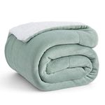 Bedsure Sherpa Fleece Twin Blanket for Couch - Thick and Warm Blankets, Soft and Fuzzy Blanket Twin Size for Sofa, Sage Green Jadeite, 60x80 Inches