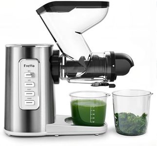 Fretta Cold Press Juicer Machines,Masticating Slow Juicer with 3'' Feed Chute,200W Powerful Motor for Hard Fruits & Vegetable, High Yield Juice Extractor, Easy to Clean, BPA Free, Stainless Steel Body