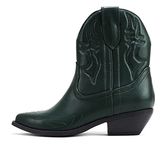 Soda Women Cowgirl Cowboy Western Stitched Ankle Boots Pointed Toe Short Booties Rigging-S, Green Pu/Black, 6.5 UK