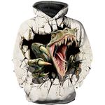 JSJCHENG 3D Dinosaur Print Hoodies for Boys Girls Kids Hooded Pullover Sweatshirts 4-15 Years(Apricot, 8-11T)