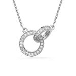 LeCalla 925 Sterling Silver BIS Hallmarked Cubic Zirconia Interlocking Circles Cable Link Chain Necklace for Women and Girls