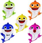 Shark Helium Balloons 24 inch, 5 Pcs Shark Family Balloons for Sea World Shark Baby Themed Birthday Decorations Baby Shower Party Supplies