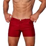 Taddlee Mens Swimwear Swim Boxer Brief Bikini Trunks Pocket Square Cut Swimsuits, Red, Medium