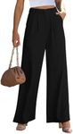 GRAPENT 2024 Wide Leg Pants for Women Office Pants Work Outfits Womens Trouser Business Casual Flowy Work Pants Plus Size Pants for Women Work Casual Palazzo Color Black Size 3X-Large Size 24 Size 26