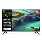 XIAOMI TV F Pro 75, 75 Inches (190 cm), 4K UHD QLED, Smart TV, Fire TV, HDR10+,60Hz with 120Hz Game Boost Mode, MEMC, Alexa Voice Control, 2GB+32GB, Works with Apple AirPlay