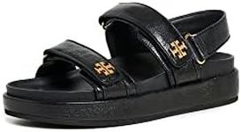 Tory Burch Women's Kira Two Band Sport Sandals, Perfect Black, 7.5