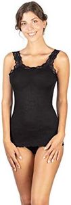 EGI 1491 Tank Top Wool and Silk Pleated Shoulder Lace, black, L-XL