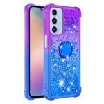 Wuhaizher Samsung A15 Case with Ring Kickstand, Cute Glitter Bling Sparkle Quicksand Flowing Liquid Clear Gel Silicone ShockProof Phone Cover for Samsung Galaxy A15 5G / 4G Case Girls, Purple & Blue