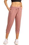 icyzone Women's Capri Sweatpants Casual Workout Cropped Joggers Pants (XL, Dusty Pink)