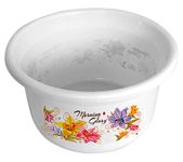 Kuber Industries Bath Tub/Washing Tub|Flower Print & Unbreakable Plastic|Multipurpose, Size 45 x 45 x 25 CM, Capicity 25 LTR (White)