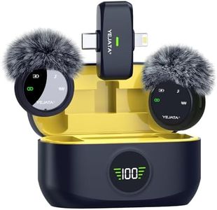 YEJATA Microphone sans Fil 2-en-1 pour iPhone et Android, Mini Microphone à réduction de Bruit avec étui de Charge de 40 Heures, Rabat magnétique et Pince d'interview, portée de 25 mètres