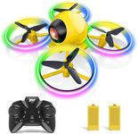 Dwi Dowellin Mini Drone，Long Flight Time Small Flying Toys Drones of for Kids with LED Blinking Light One Key Take Off Spin Flips RC Quadcopter Toys Drones for Beginners Boys and Girls, Yellow