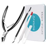 RONAVO Cuticle Trimmer Set - Includes Cuticle Nippers, Cuticle Pusher, Glass Nail File, Cuticle Cutter.Professional Cuticle Remove Kit Stainless Steel Extremely Sharp Cutter Pedicure Manicure Tool