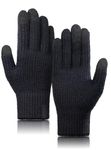 TRENDOUX Merino Wool Gloves Men Women Unisex Thick Touchscreen Stretch Warm Soft Black XL