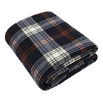 50x60 Throw Blankets, Plaid Fleece Throw Blankets for Bedroom, Couch, Livingroom, Chair, Pets, Outdoors (Black)