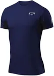 TCA Men's Atomic Short Sleeve Quickdry Gym Running Training Top - Navy Eclipse (UPF 50+),L